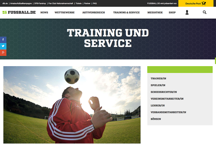 Der Bereich "Training & Service" ist mit seinen nahezu unendlichen Angeboten eine einmalige Unterstützung im Vereinsalltag.