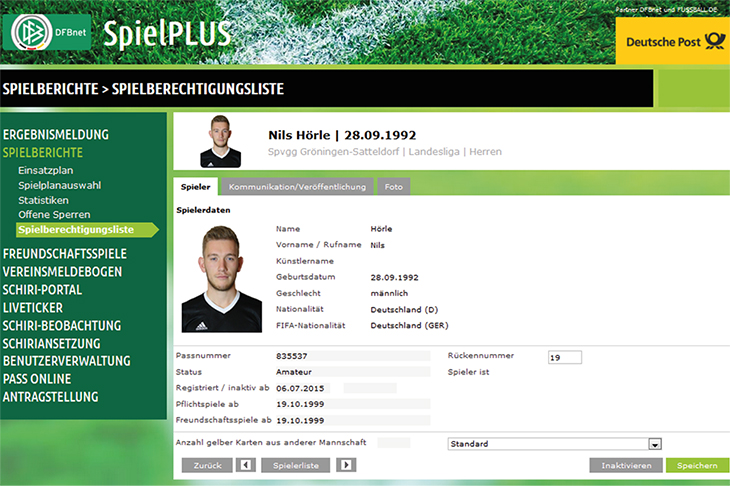 In den Junioren-Verbandsligen können die Vereine ab sofort den digitalen Spielerpass einsetzen. (Screenshot: DFB)