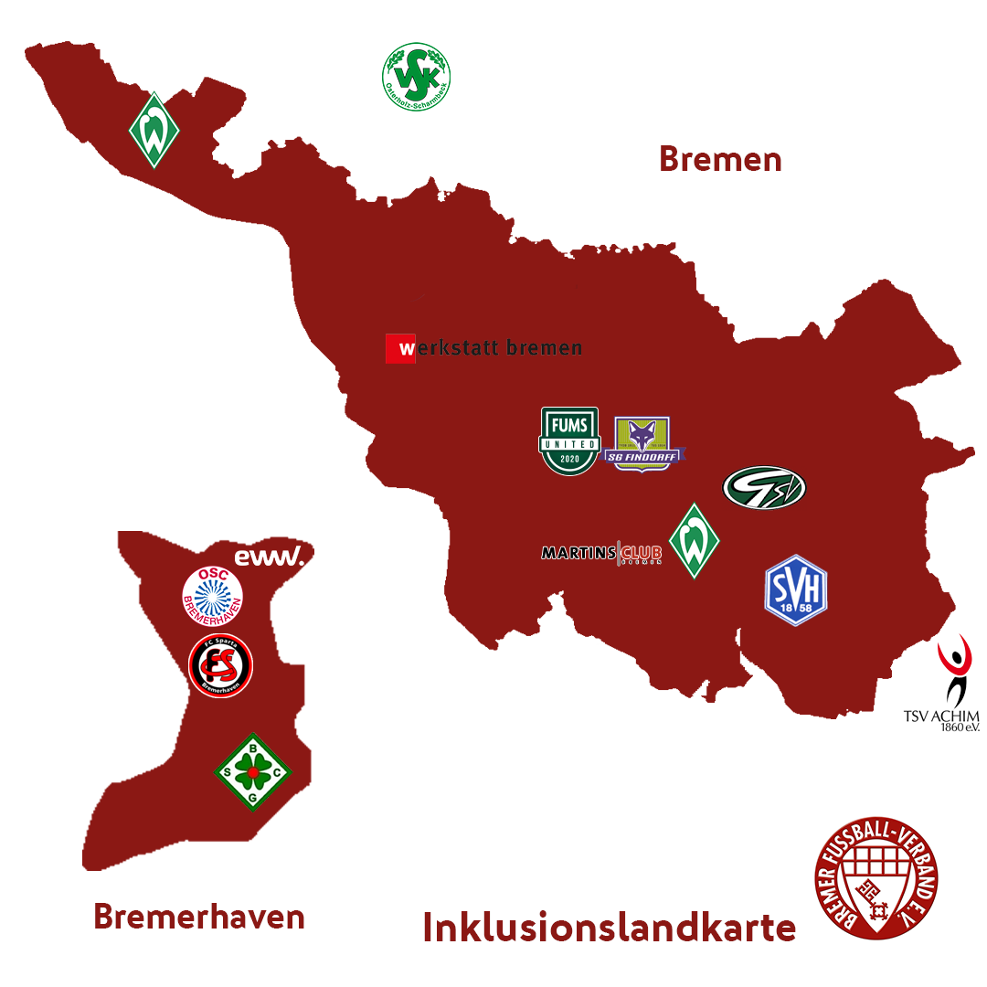 Bereits viele Vereine und Organisationen in und um Bremen beteiligen sich an der Bunten Liga. (Grafik: David Dischinger)