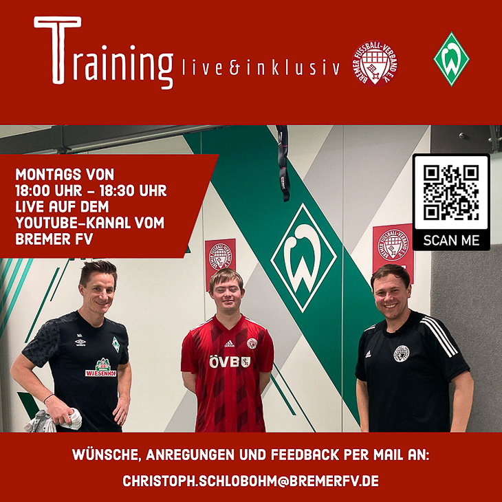 Das neue Format vom BFV und Werder: Live-Training inklusiv. (Grafik: David Dischinger)