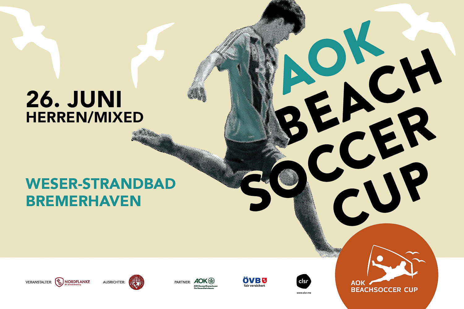 Der AOK Beachsoccer Cup 2022 - Jetzt anmelden. (Grafik: closer)