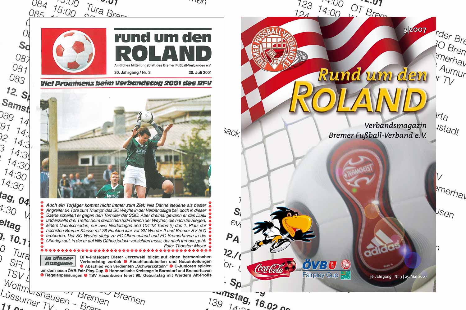 Auch bis in die frühen 2000er-Jahre (l.) hat sich der Roland kaum verändert. 2007 (r.) bekam er dann ein neues Design. (Montage: Oliver Baumgart)