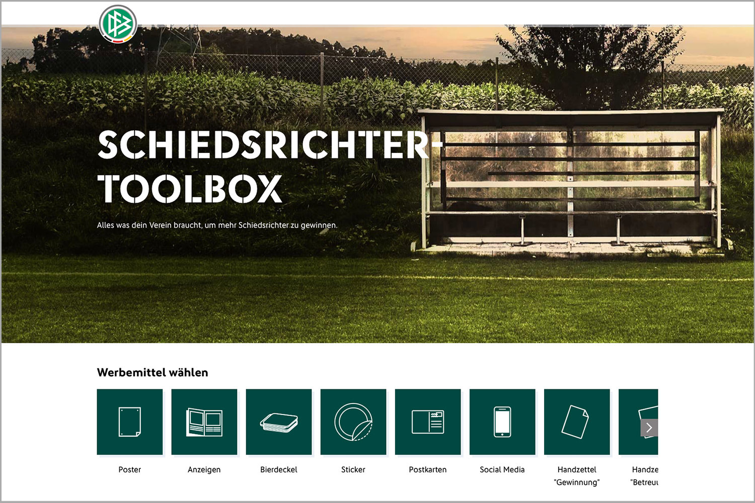 Die Schiedsrichter-Toolbox des DFB bietet moderne Werbemittel für alle Vereine. (Foto: Screenshot)